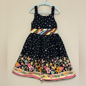 Jenny & Me Floral Black Kids Dress Size 6X